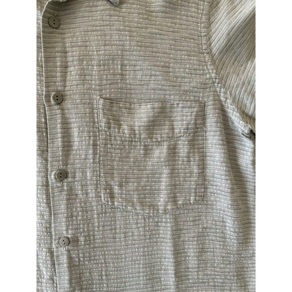 Jhane Barnes Button Up Shirt Sleeve Shirt Collard Stripe Sage Green Size Medium - Picture 3 of 9